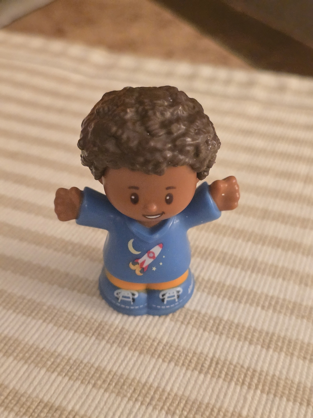 Fisher Price Little People African American Boy In Rocket Shirt School Boy